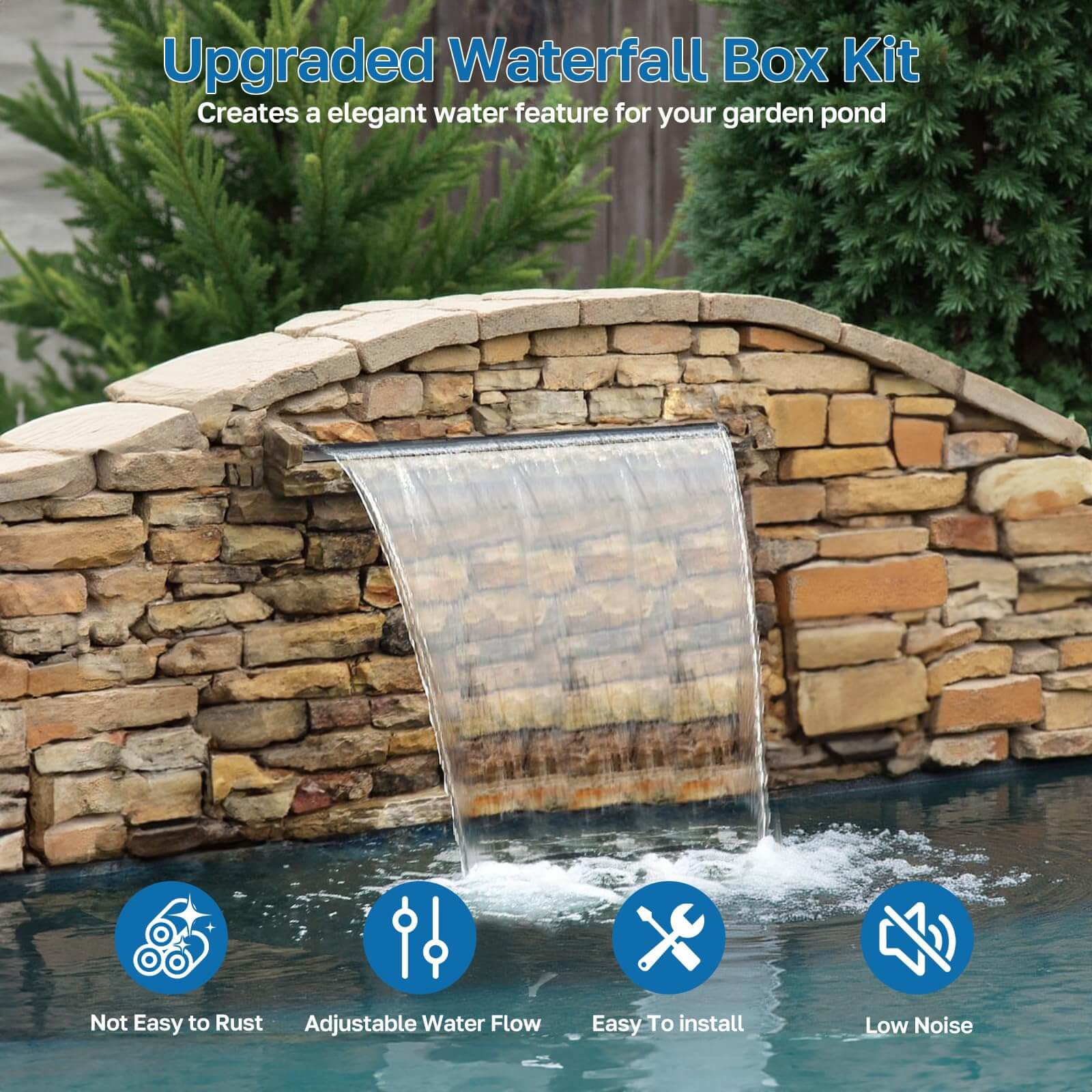 1200 gph submersible pump,backyard waterfall kits,outdoor waterfall kit