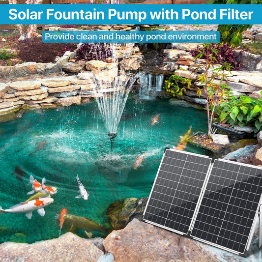 P3703 70W 680GPH Solar Pond Filter & Fountain Kit