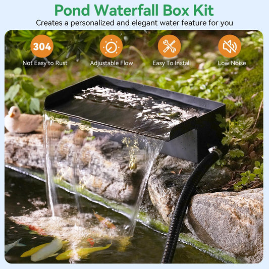 AC 40W 660GPH 12"x4.3" Metal Waterfall Kit