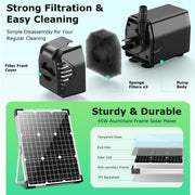 45W 340GPH Solar Water Fountain Pump