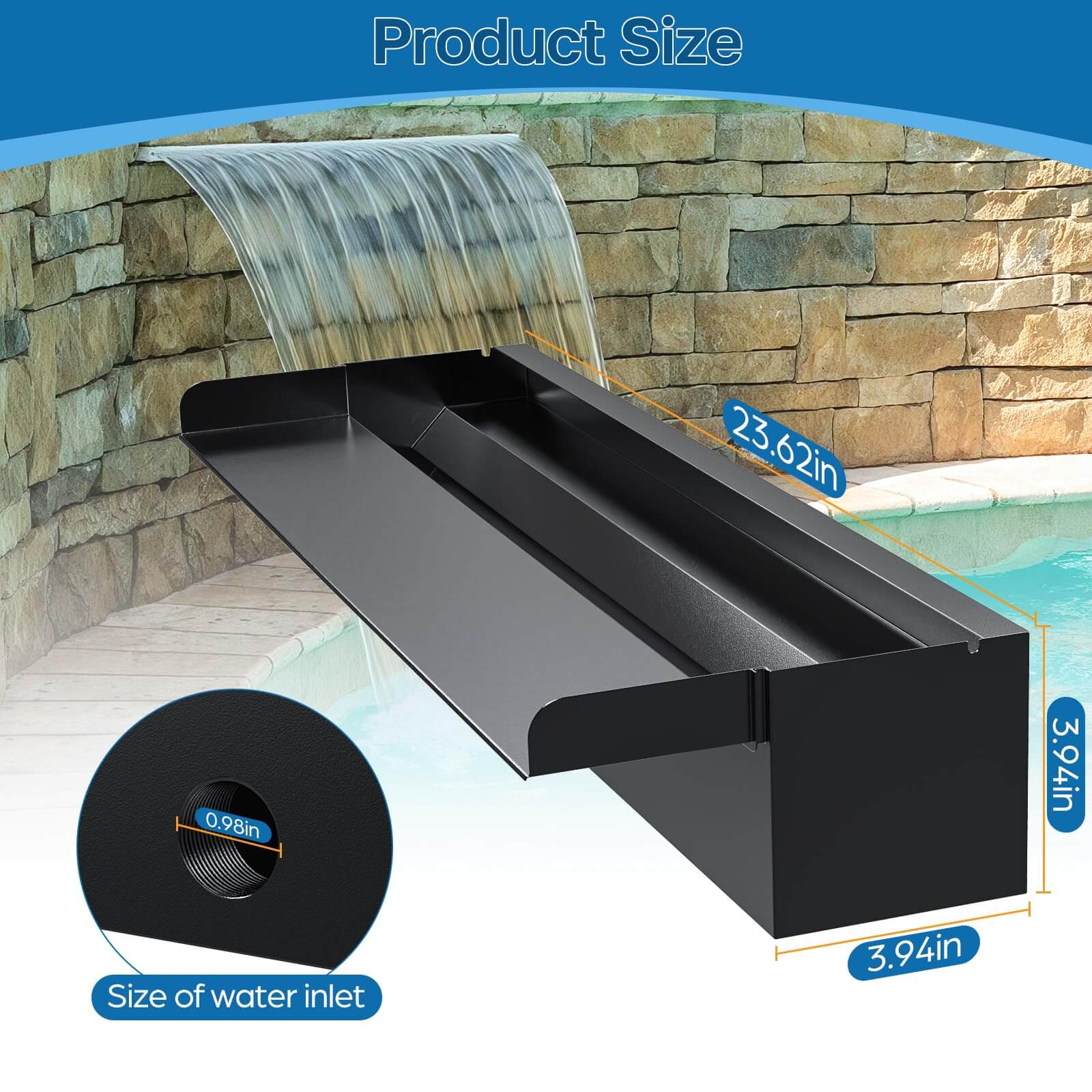 80W Outdoor Waterfall Kit with 1200 GPH Submersible Pump