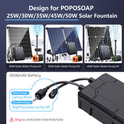 2600mAh Battery Backup for 25W/30W/35W/40W/45W/50W Solar Fountain Pump