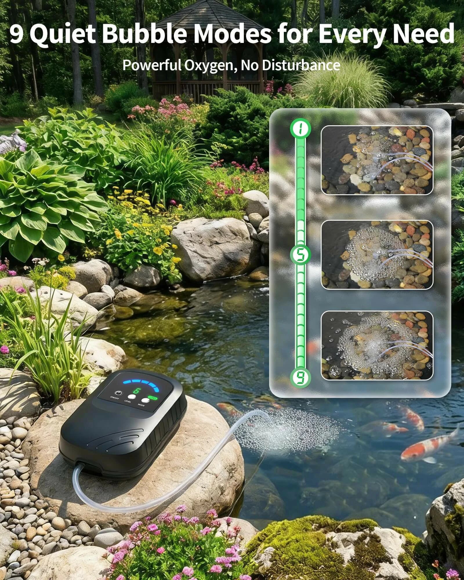 3W Solar Pond Aerator with 2200mAh Battery & Digital Display