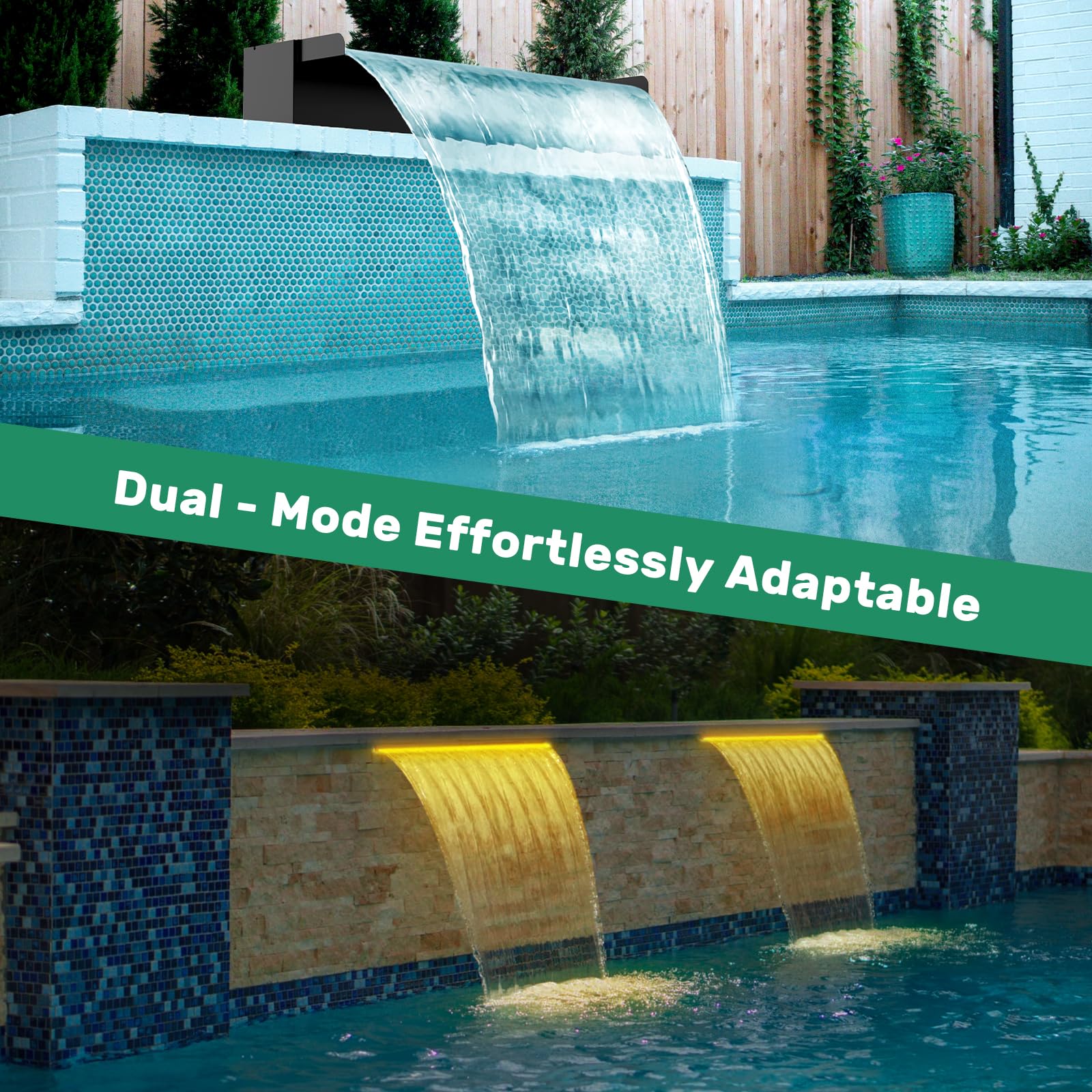 80W 1200GPH Electric Waterfall Pump Kit with 24"x4.3" Spillway (LED)