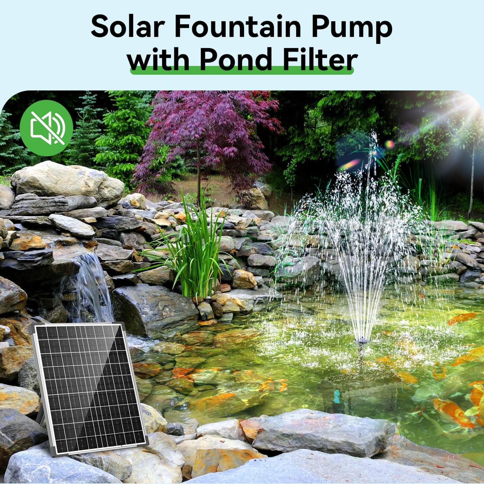 pond filter solar power,solar pond pump filter,solar pond waterfall pump and filter