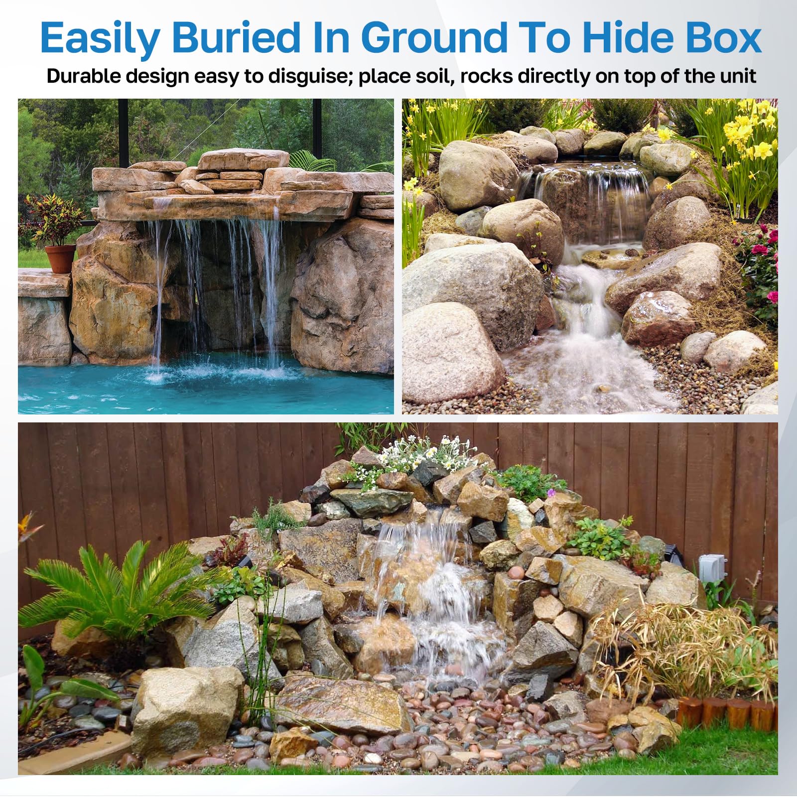 80W 1200GPH Electric Waterfall Pump Kit with 12.6"x11" Spillway