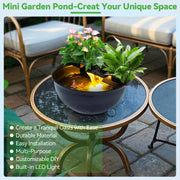 Mini Water Garden Pond Kit with Waterfall & LED Lighting