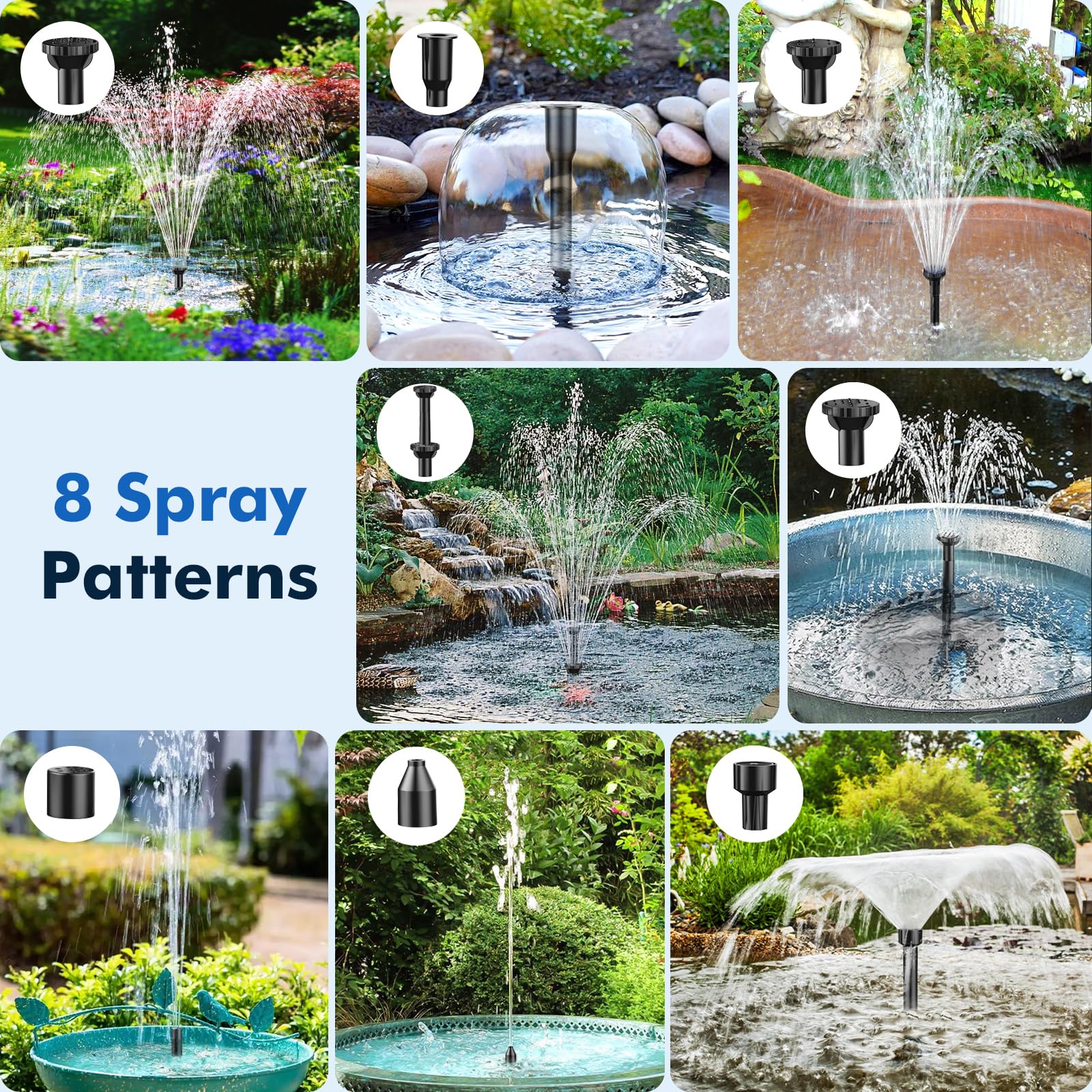 P3081 8W 80GPH Solar Pond Filter Fountain