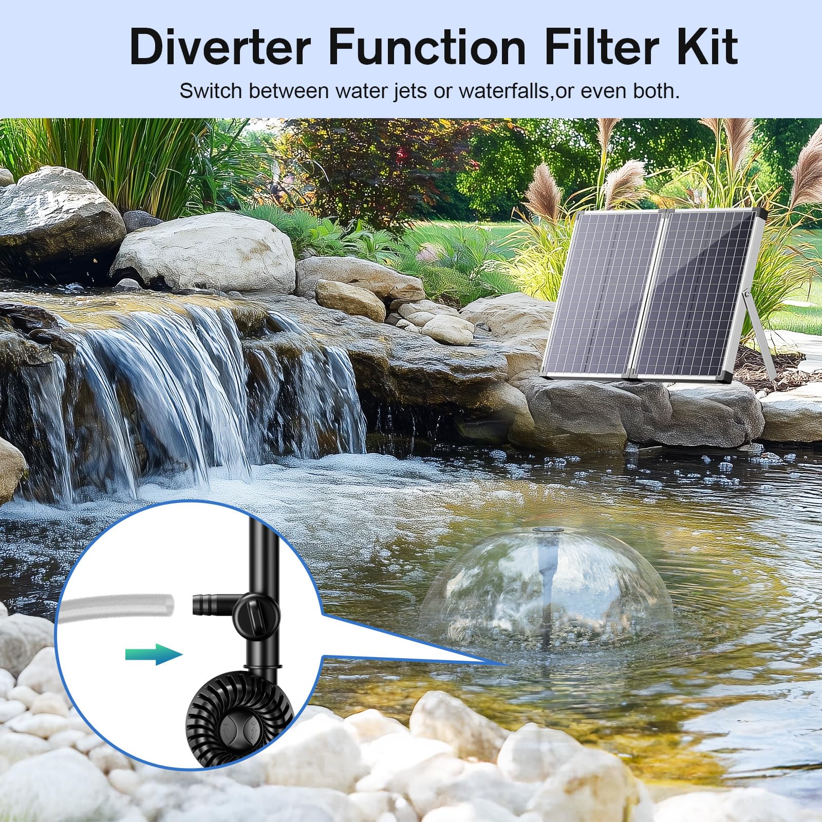 55W 580GPH Solar Water Fountain Pump