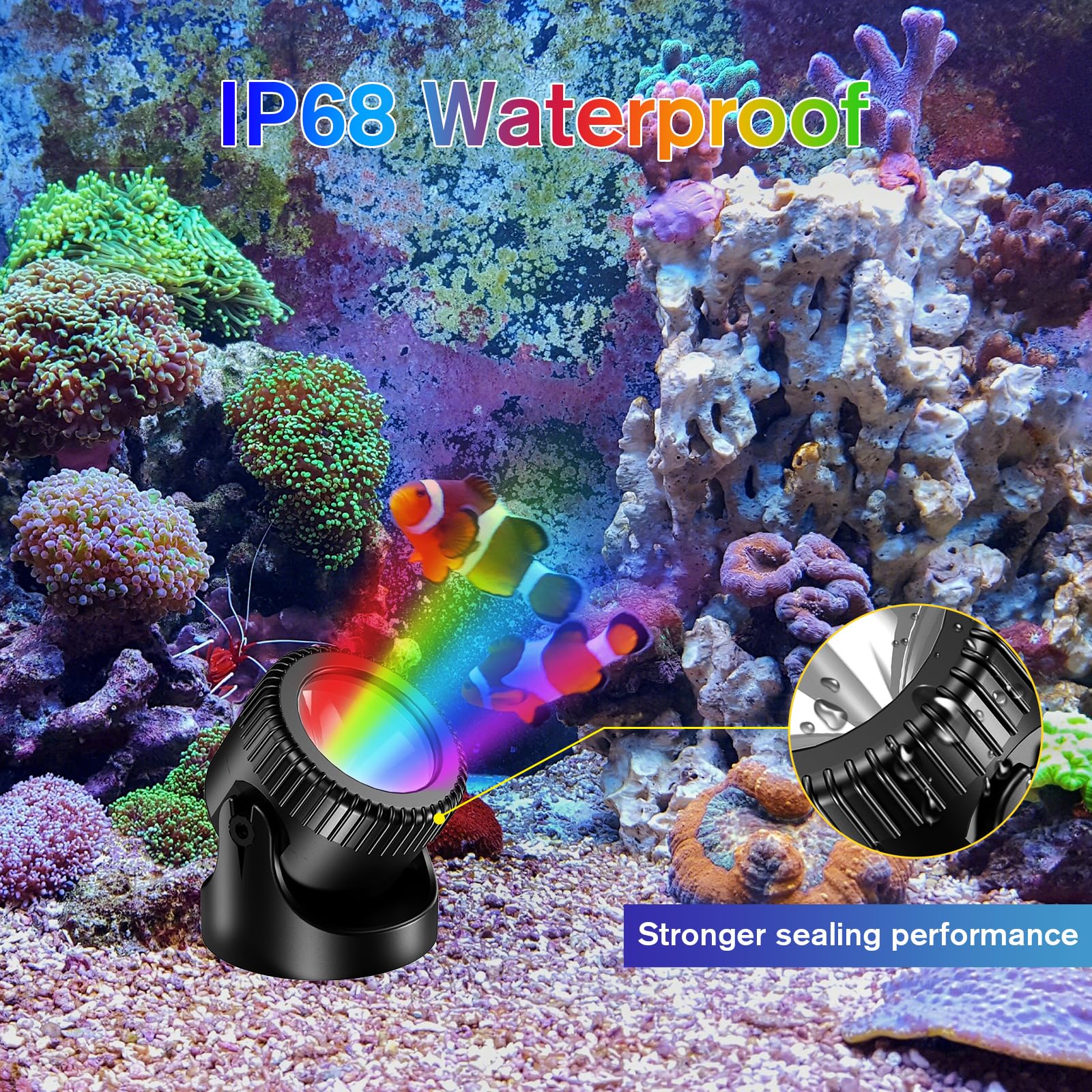 6-Head RGB Color Changing LED Underwater Pond Lights