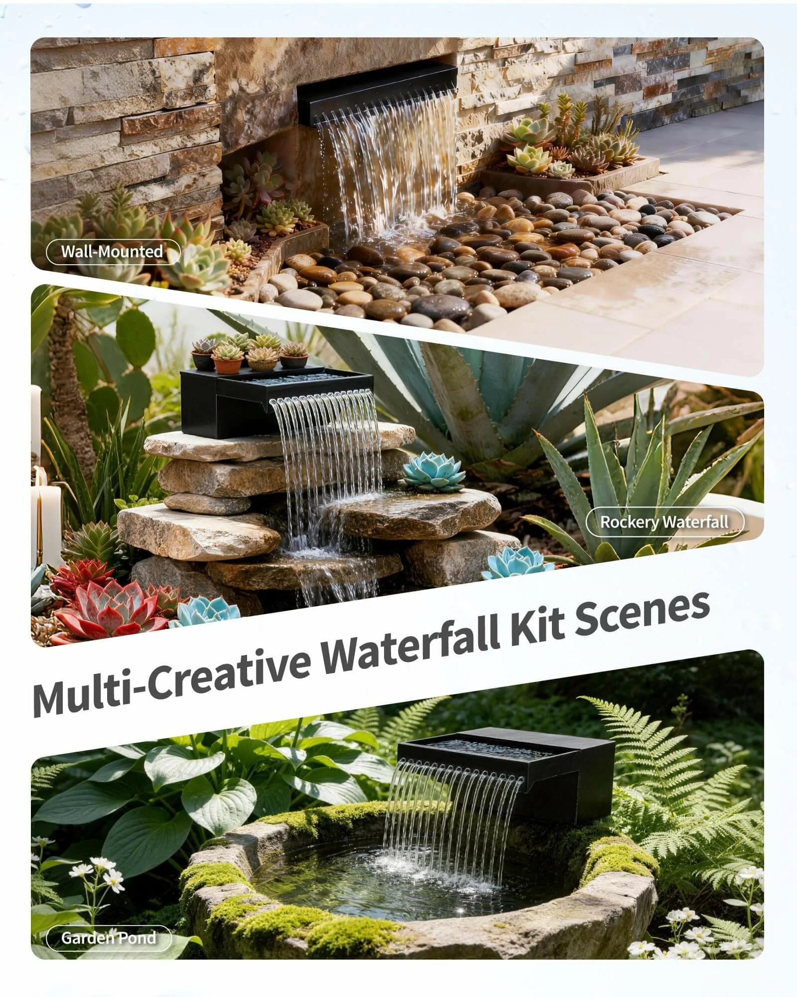70W 680GPH Solar Waterfall Pump Kit with 12" Spray Spillway