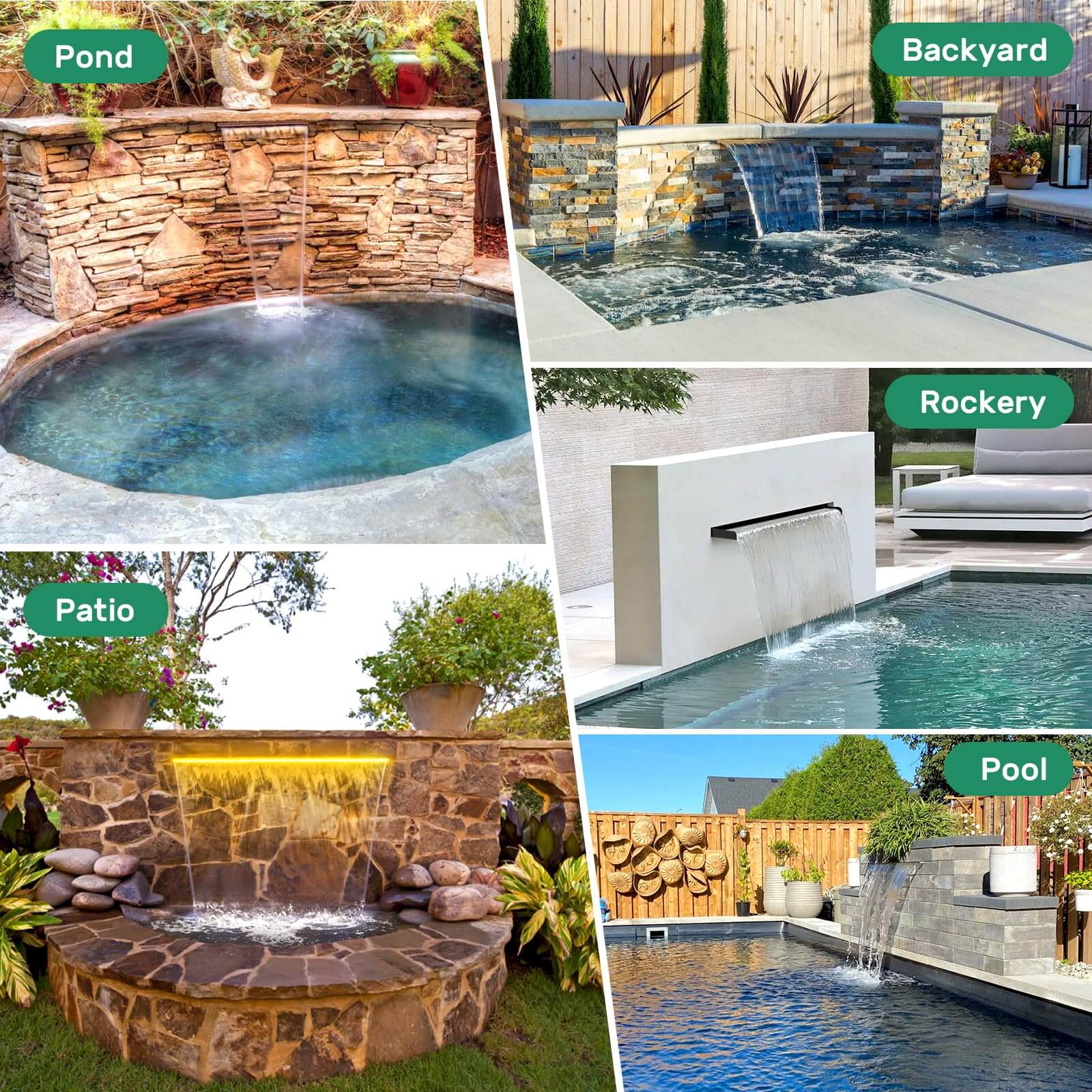 outdoor waterfall kits,1200 gph waterfall pump,garden waterfall kit