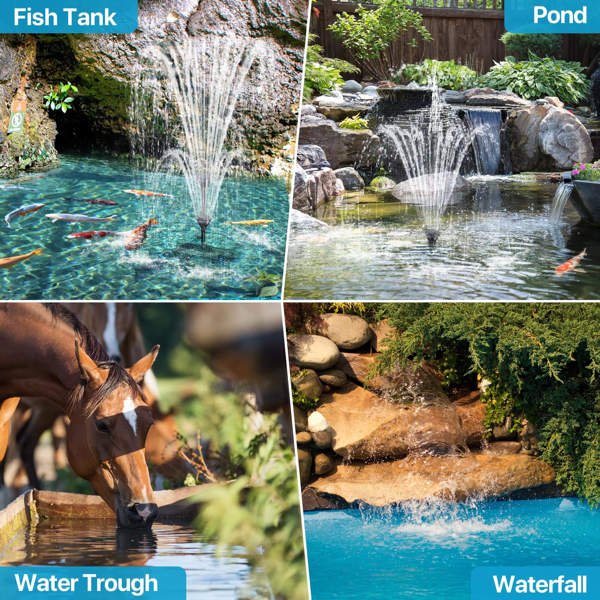 P3553 55W 580GPH Solar Pond Filter Fountain