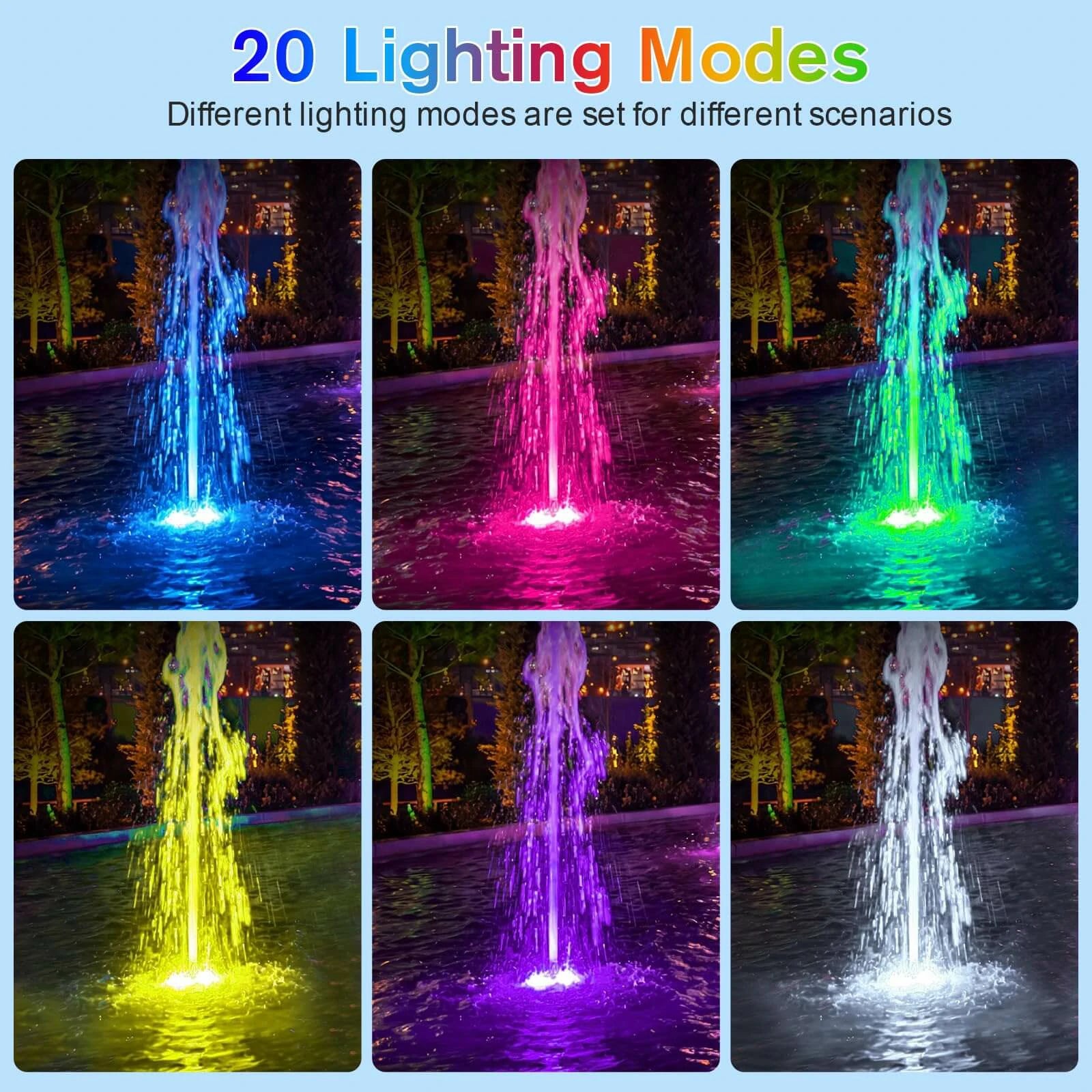 4-Head Colored Underwater Pond Lights with Memory Function