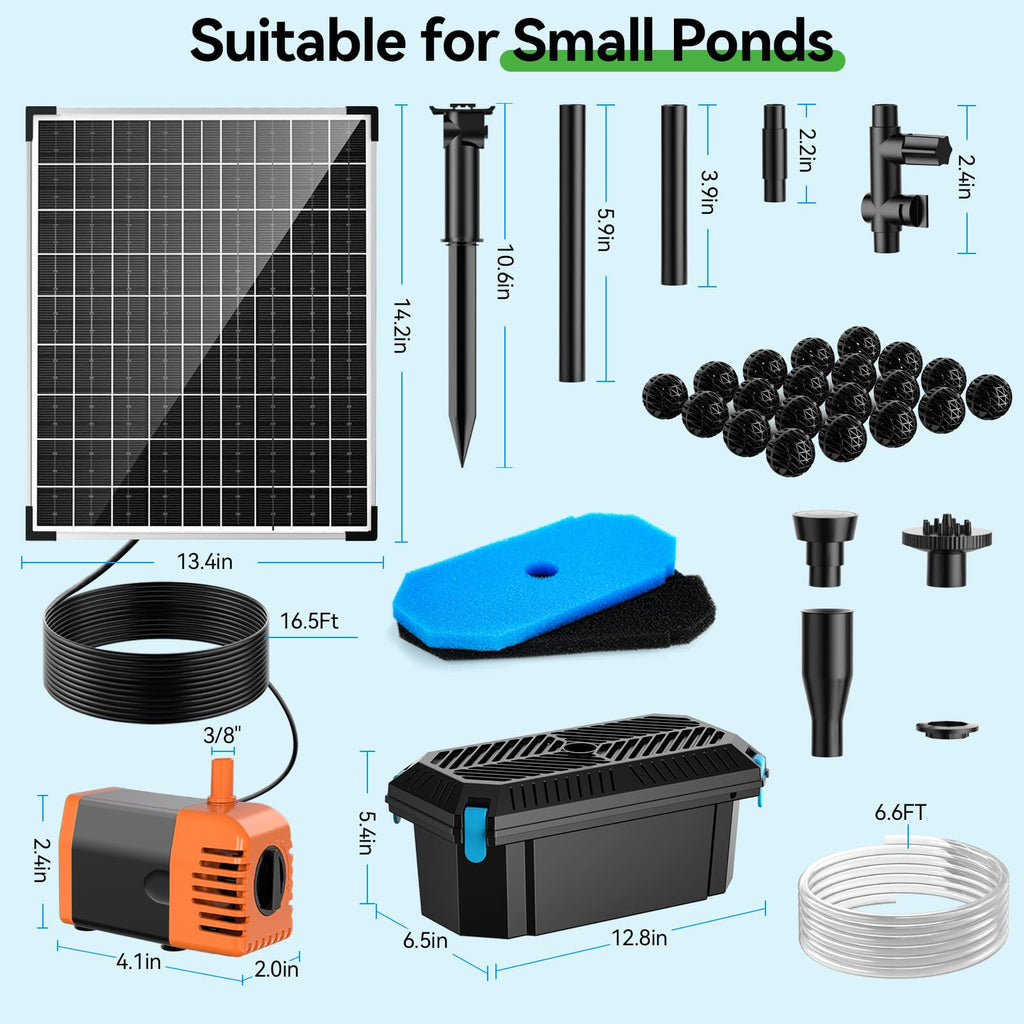 30W 320GPH Solar Pond Filter & Fountain Kit Package Included