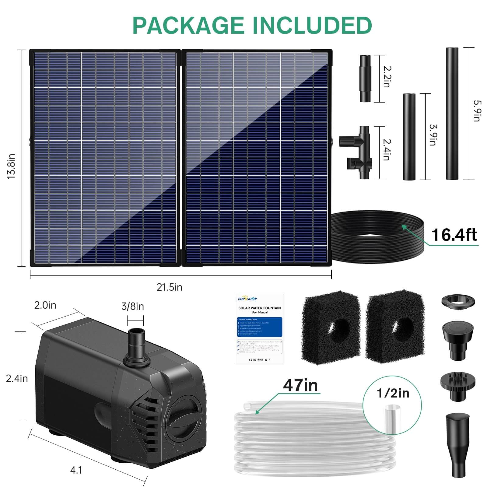 35W 340GPH Solar Water Fountain Pump