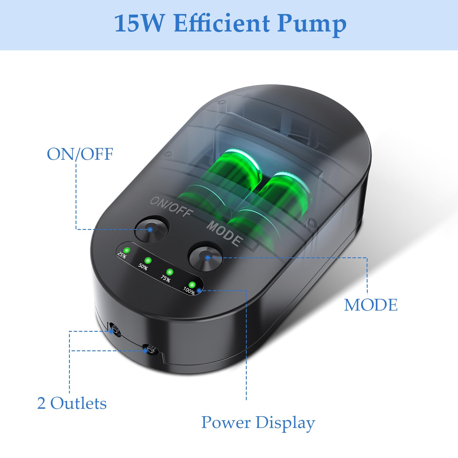 15W Solar Pond Aerator with 4400mAh Battery