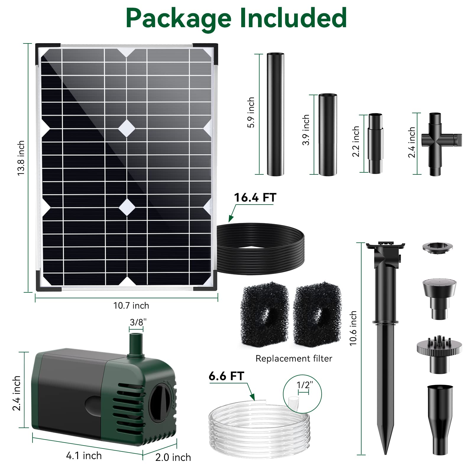 20W 280GPH Solar Water Fountain Pump (Green)