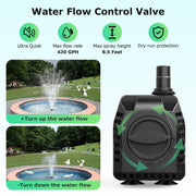 45W 340GPH Solar Water Fountain Pump