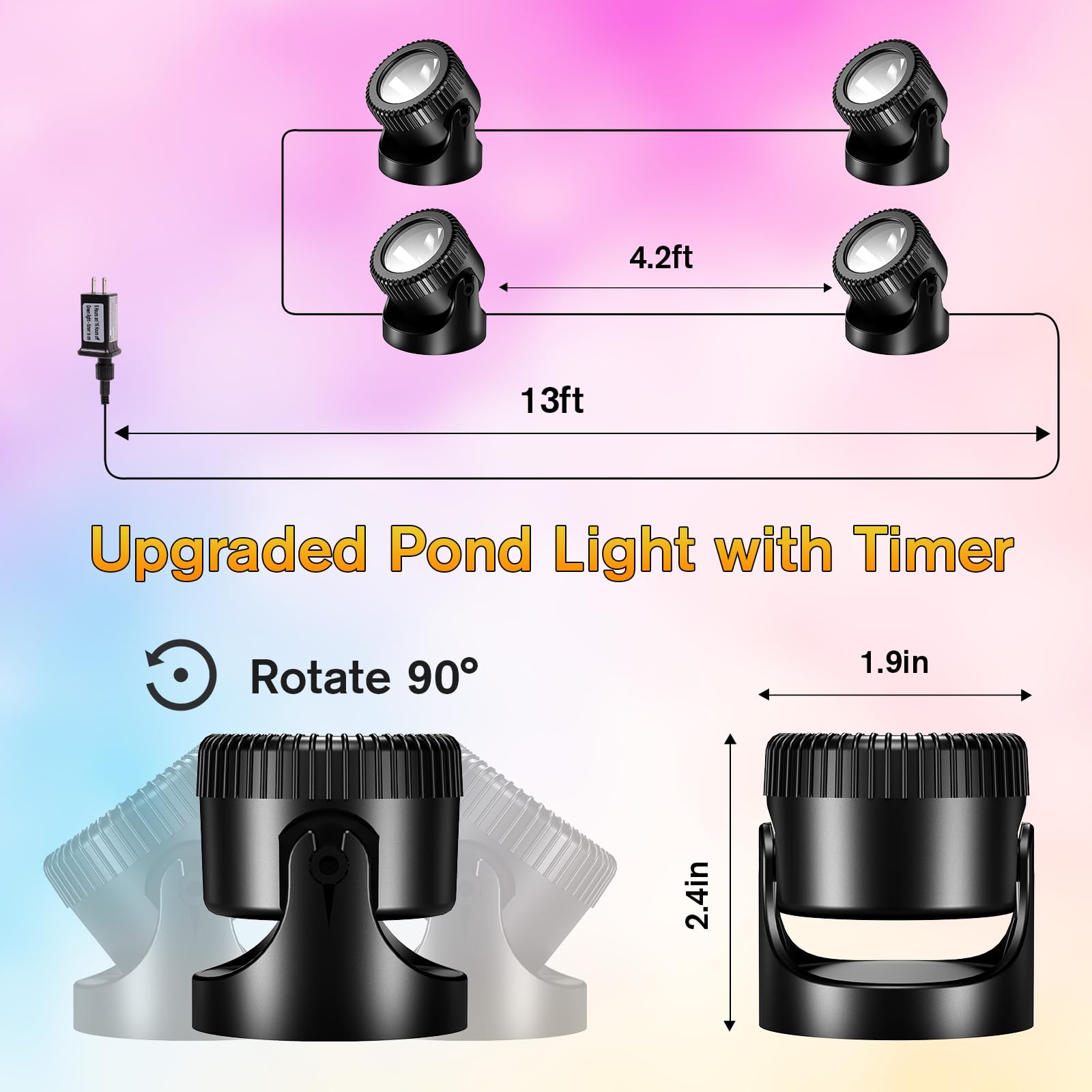 4-Head Warmwhite Underwater Electric Pond Lights