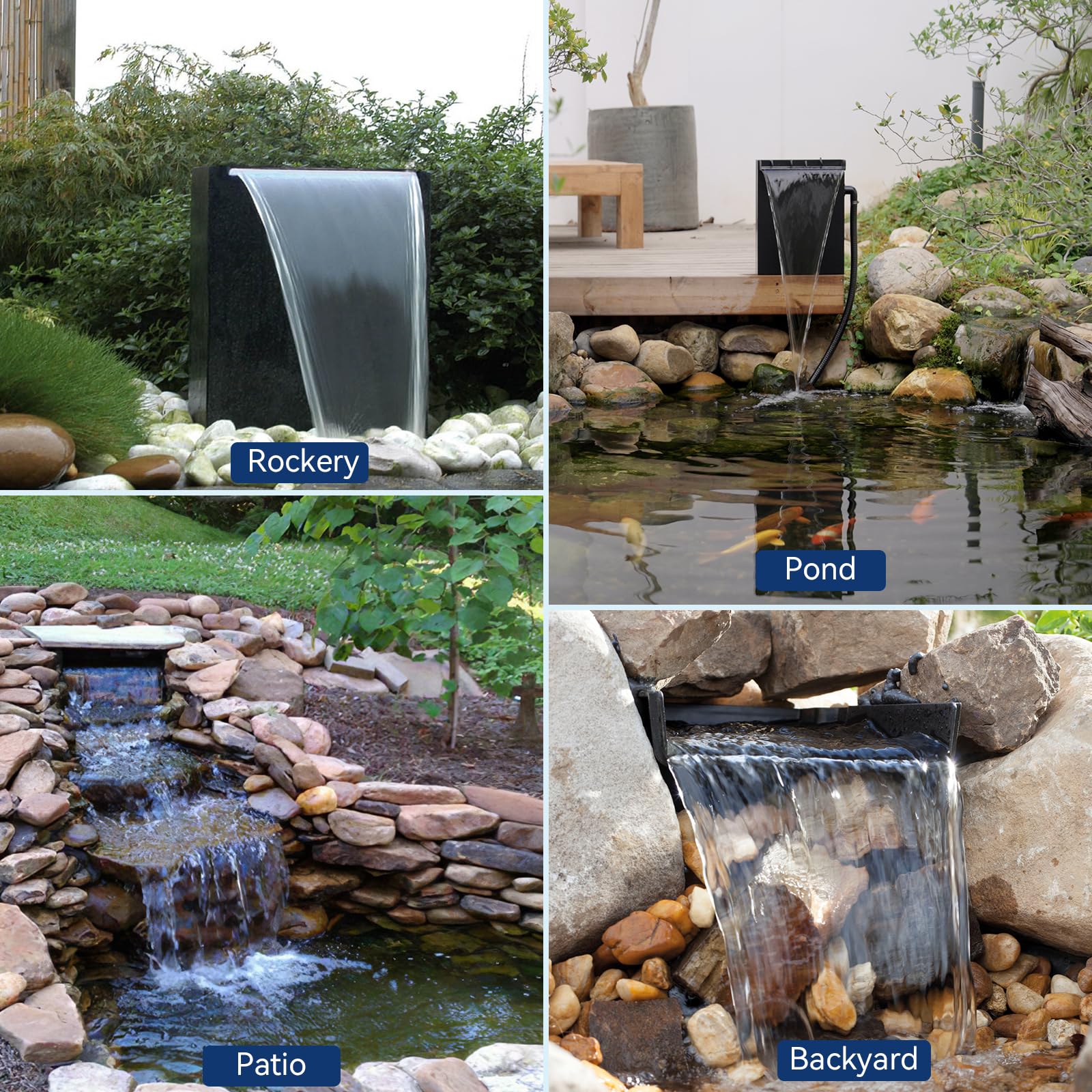 55W 580GPH Solar Waterfall Pump Kit with 8"x13.4" Spillway