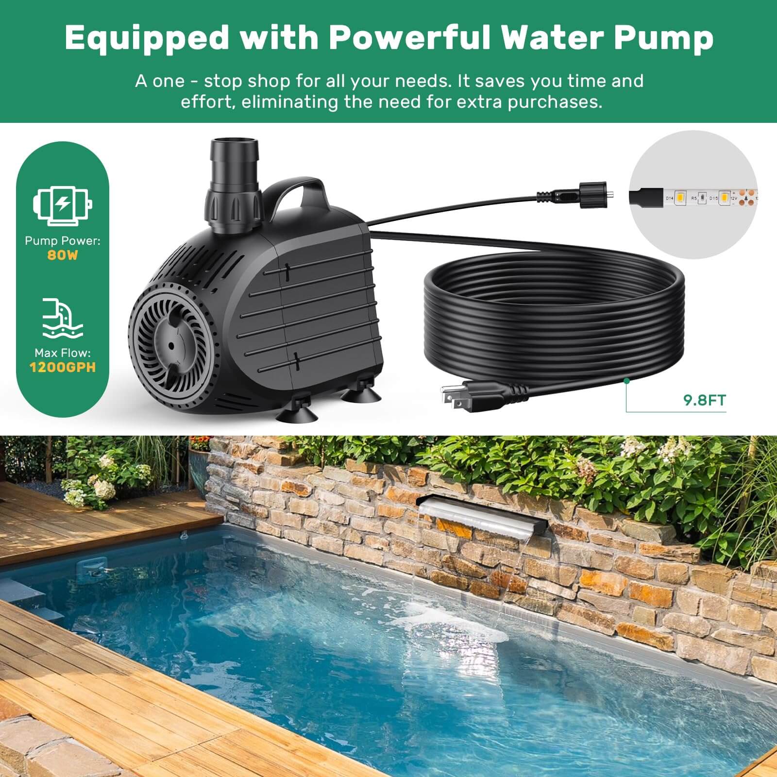 outdoor waterfall kits,1200 gph waterfall pump,garden waterfall kit