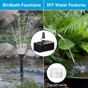 8W 80GPH Floating Solar Water Fountain Pump with 3000mAh Battery