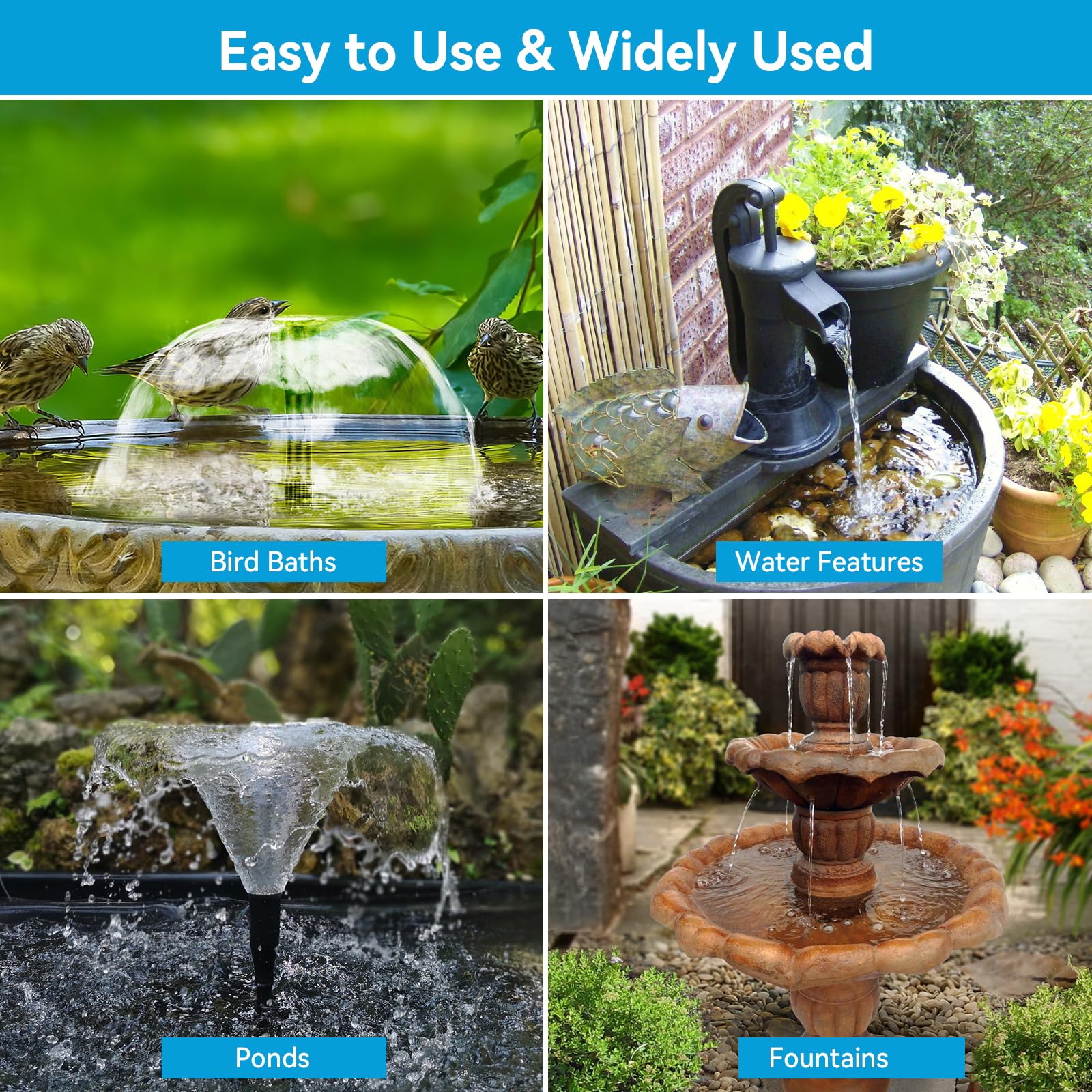 P3081D 8W 80GPH Solar Pond Filter Fountain with 3000mAh Battery Backup