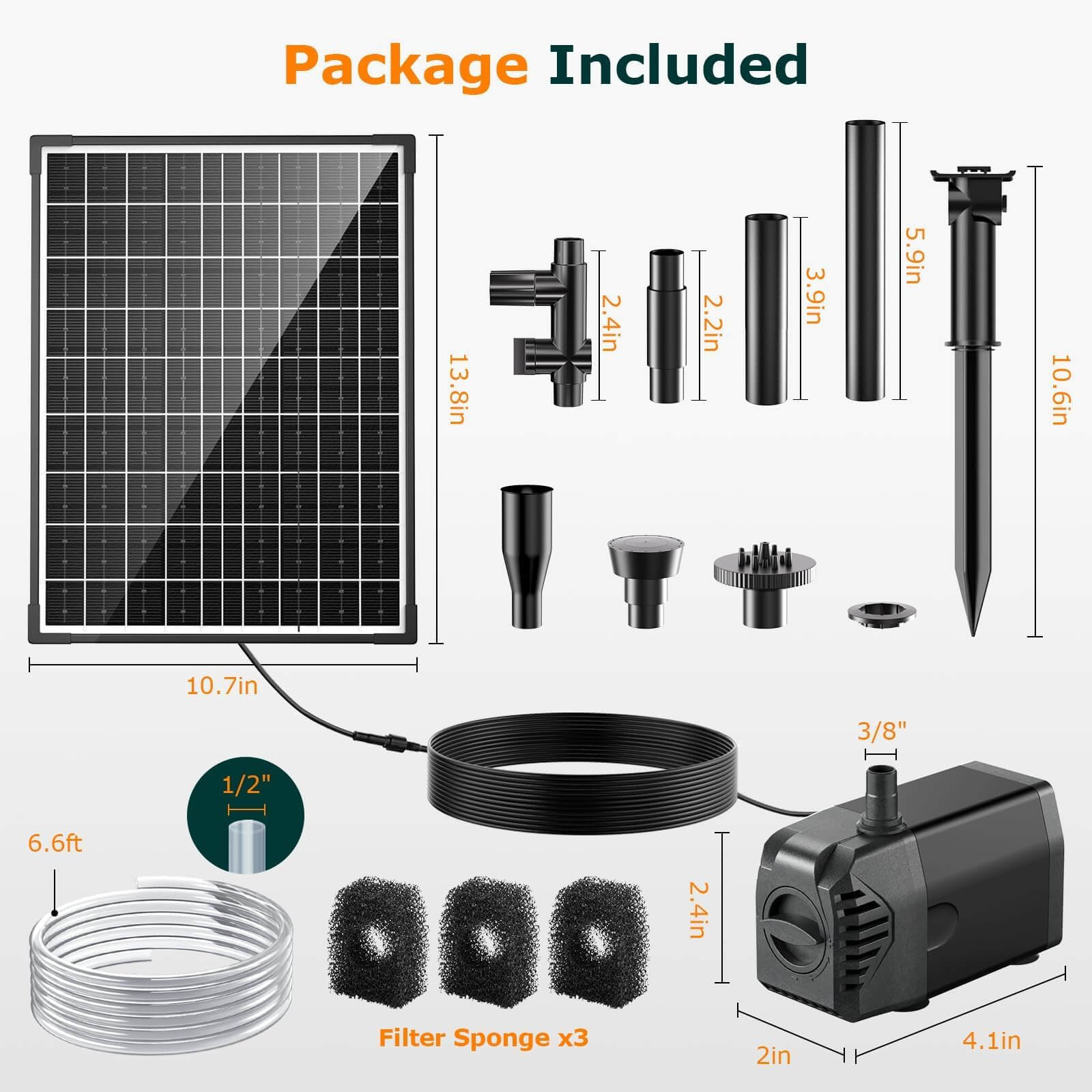 20W 280GPH Solar Water Fountain Pump