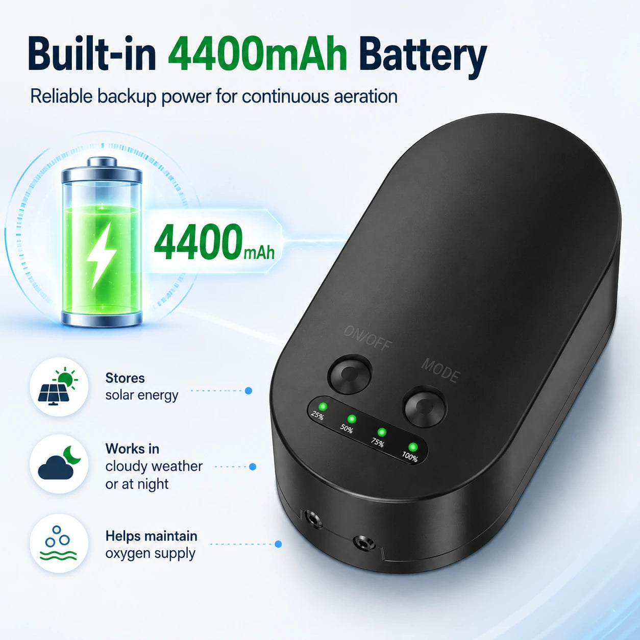 pond aerator solar bulit in battery