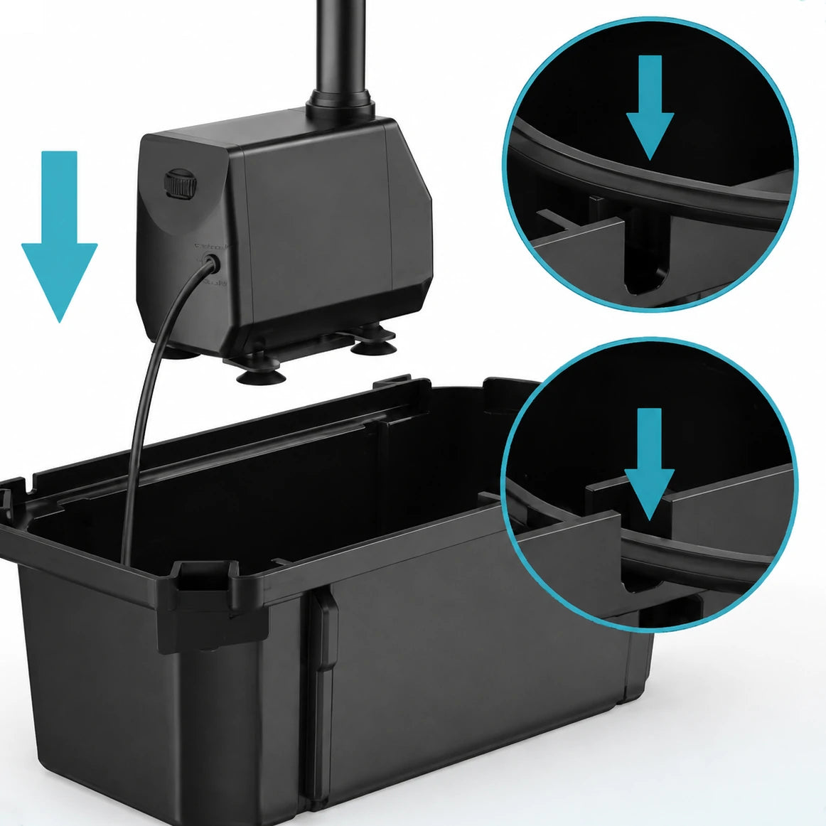 put water pond filter in box