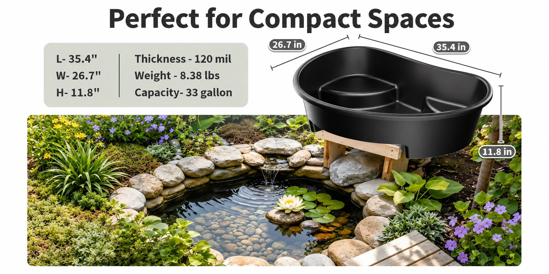 size for pond preformed