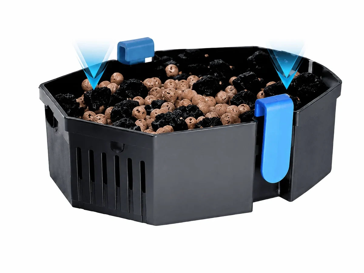 small pond pump and filter solar powered installation