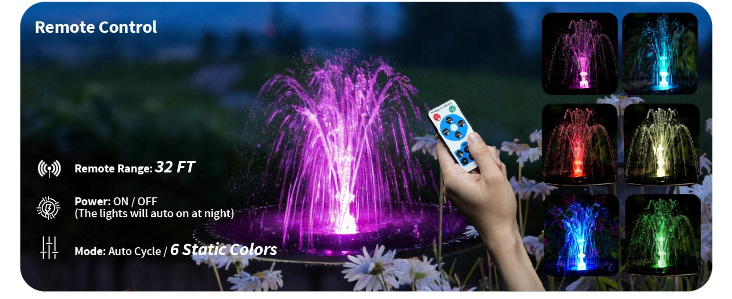 small solar water fountain remote