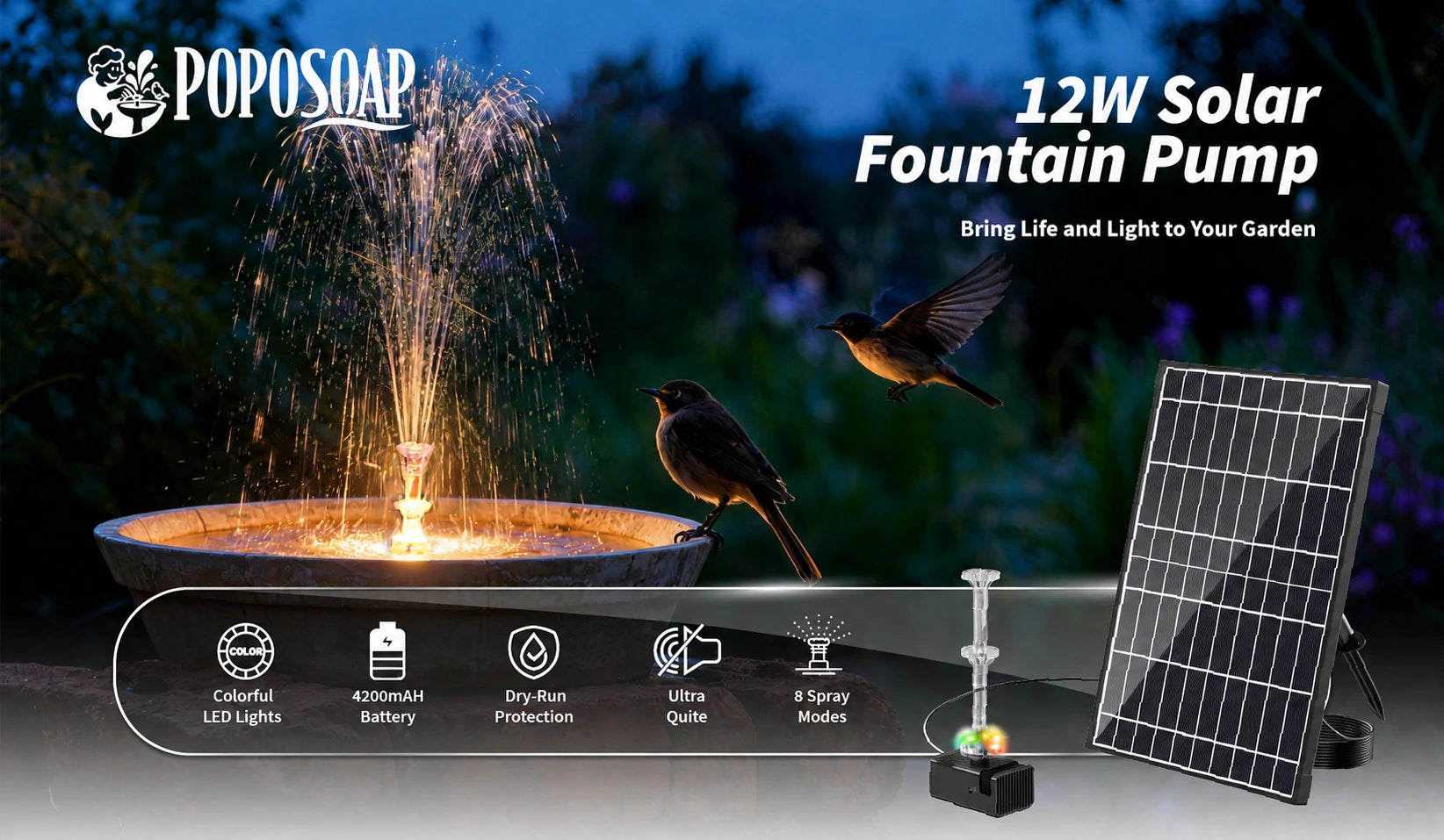 small water fountain pump 12W