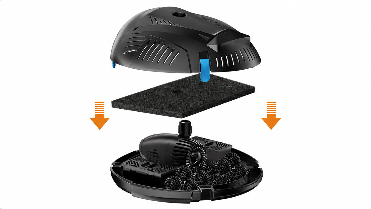 solar fish pond filter assemble box