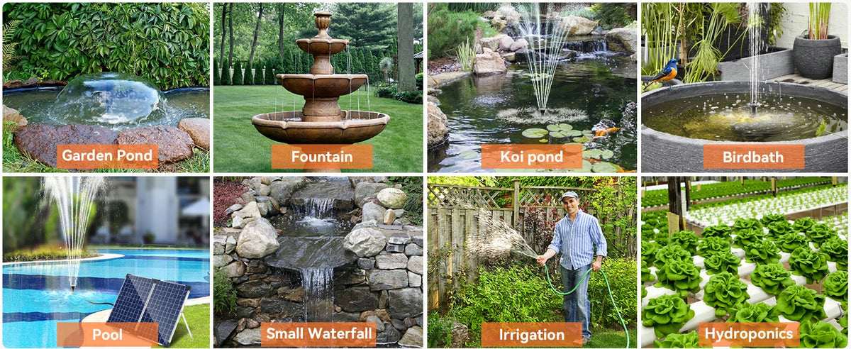 solar fountain pumps scene
