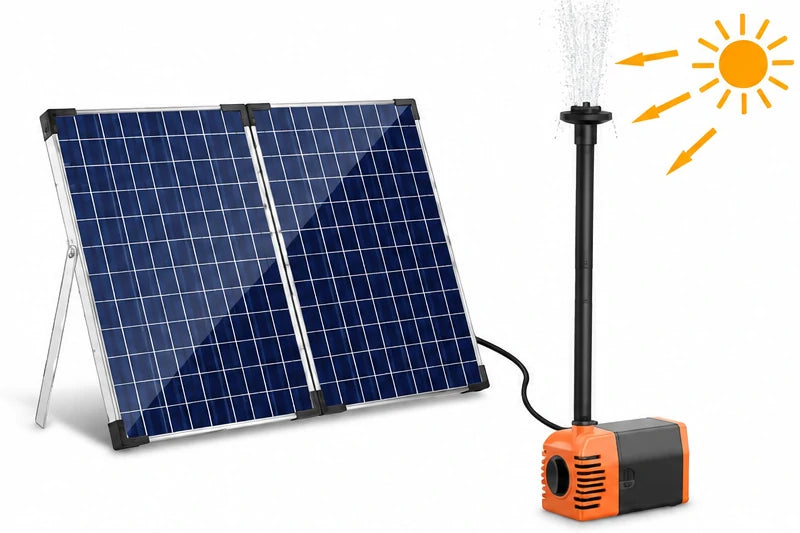 solar fountain pumps under sunlight