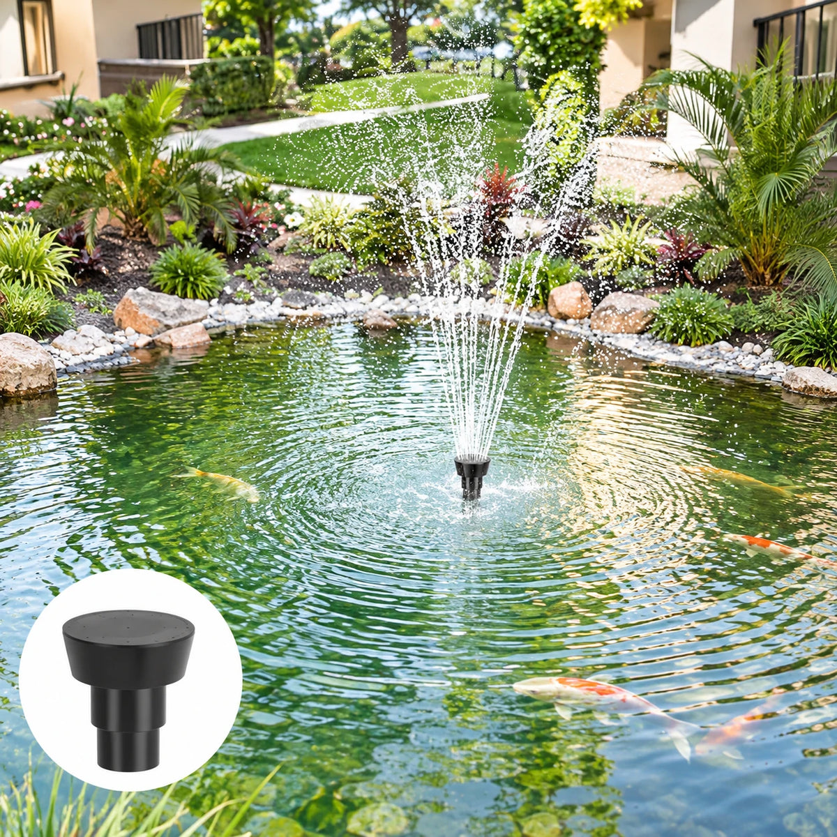 solar pond filter and pump fountain head