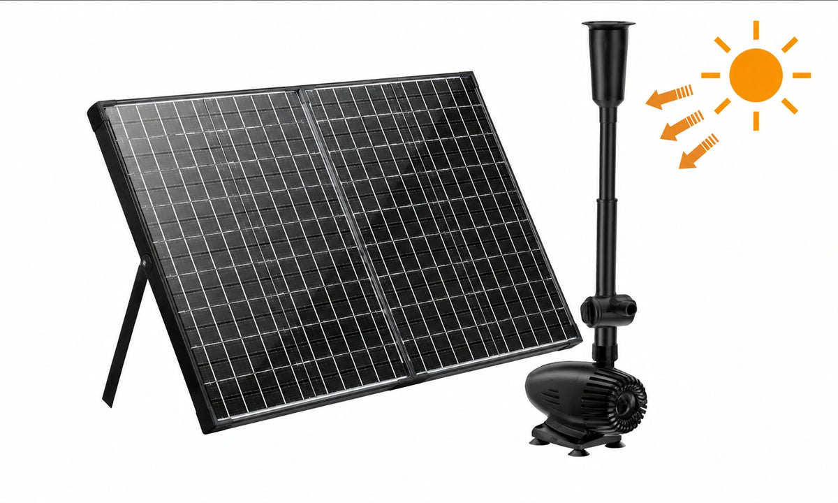 solar power fountain pump under sunlight