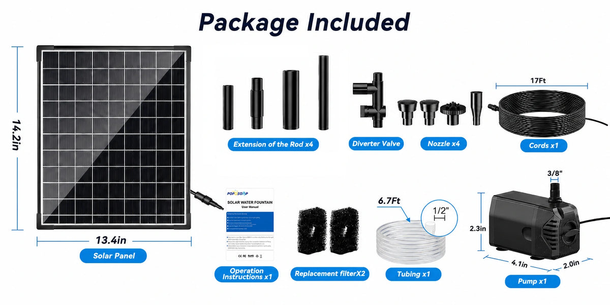 solar power fountain pumps package
