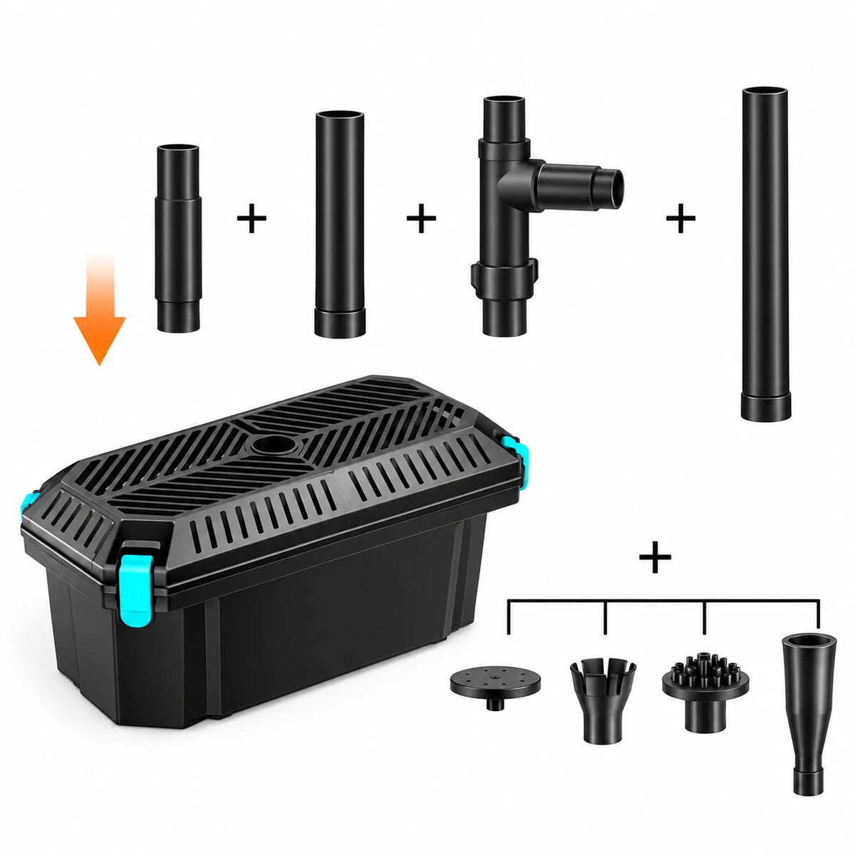 solar powered fish pond filter assemble nozzle
