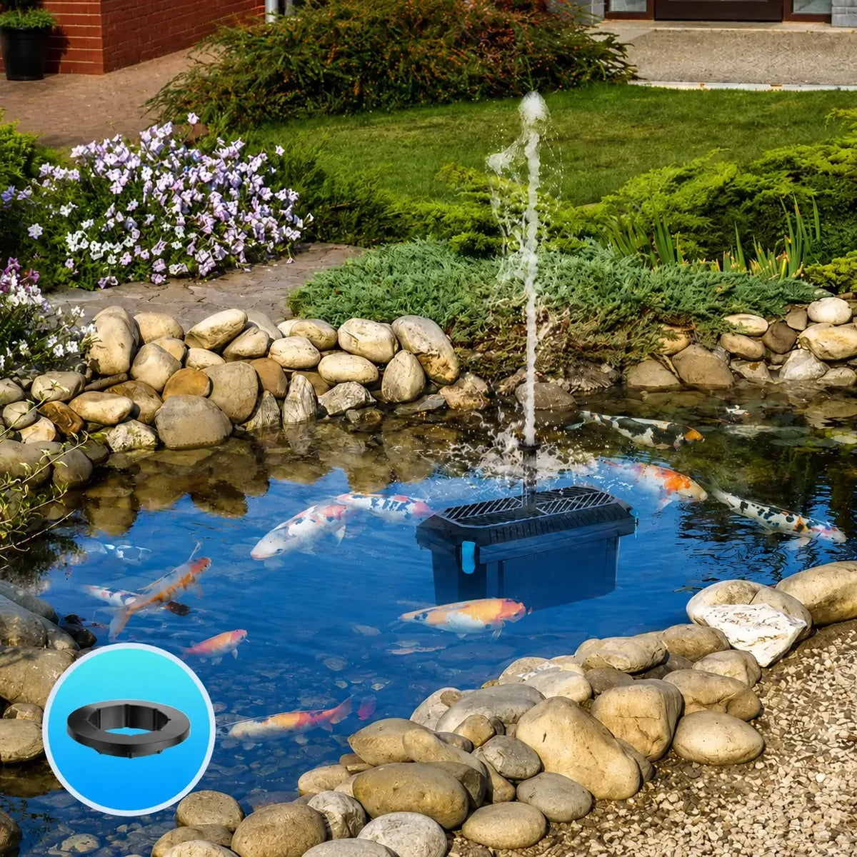 solar powered fish pond filter head