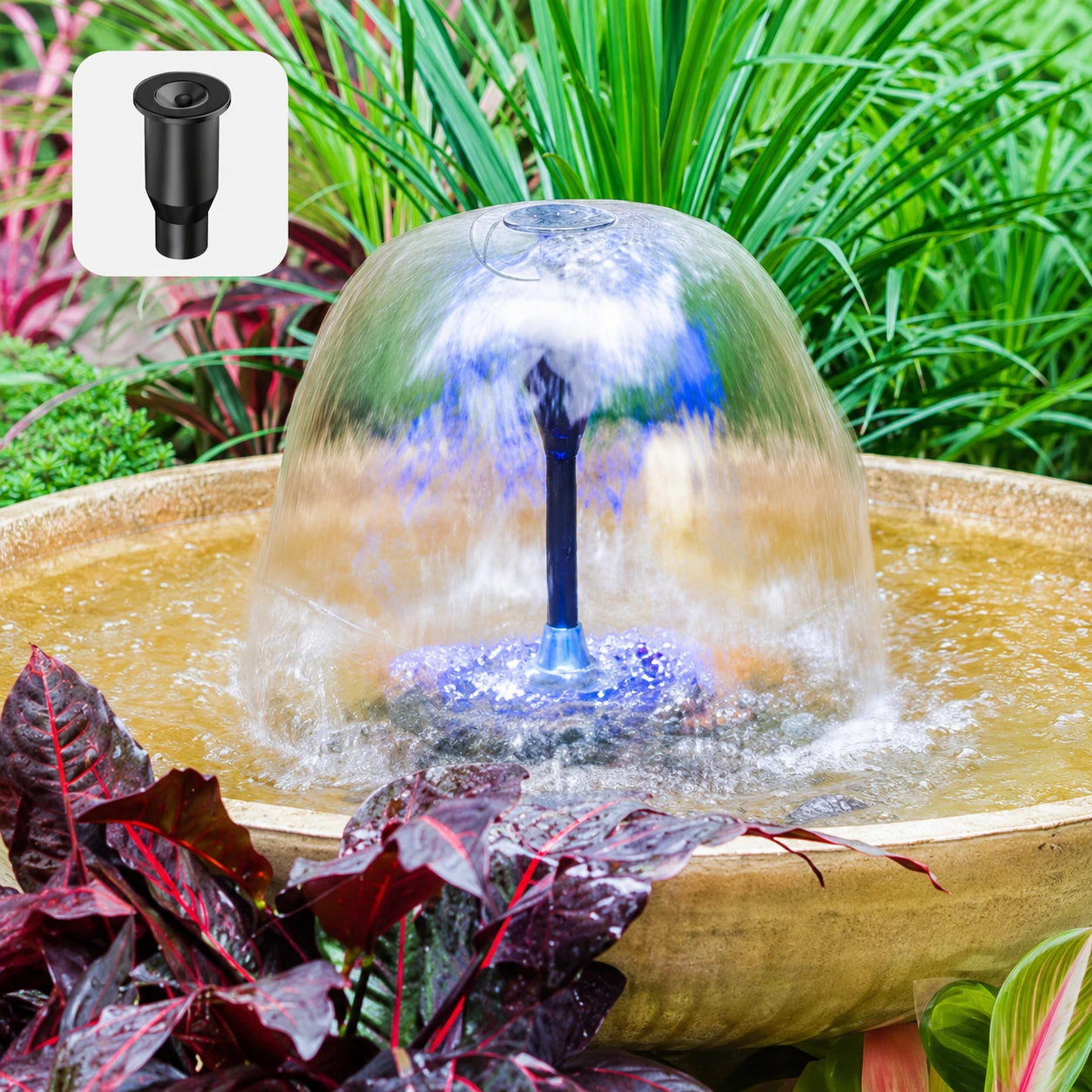 solar powered fountain pump for bird bath spray style