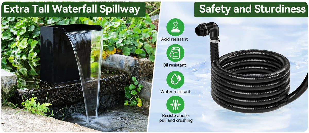 solar powered outdoor waterfall safety