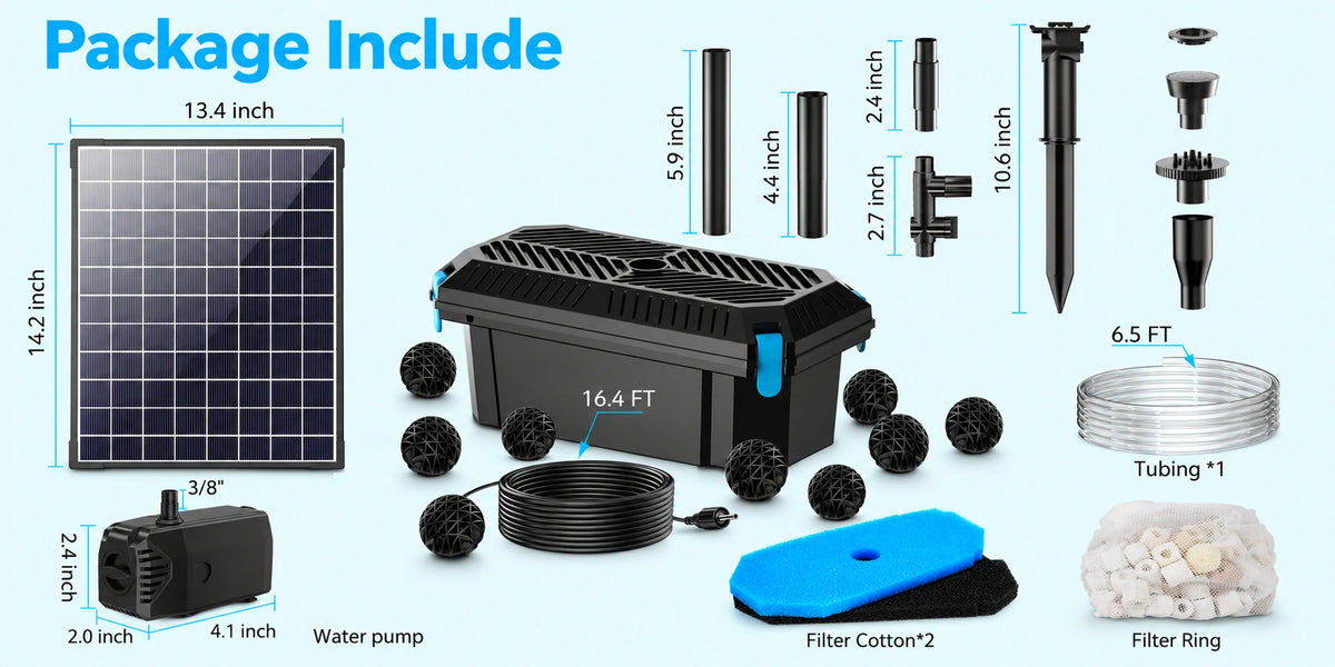 solar powered pond filter system package