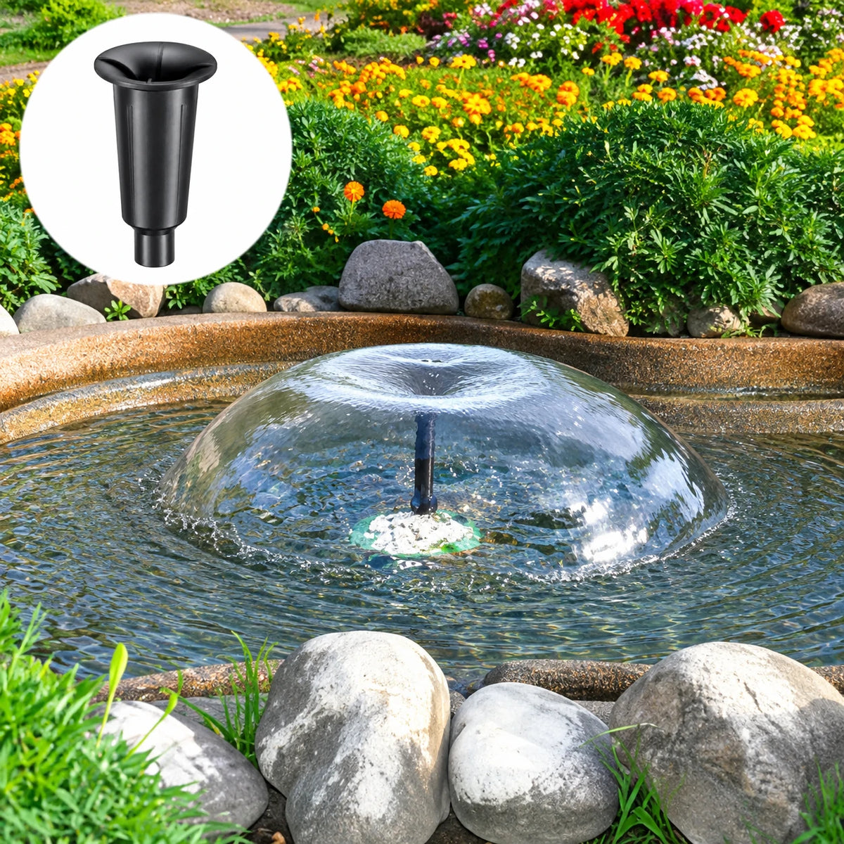 solar powered pump and filter for pond pump nozzle