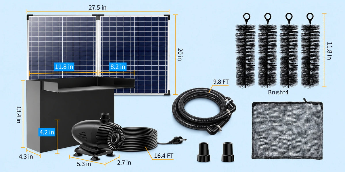 solar powered waterfall package including