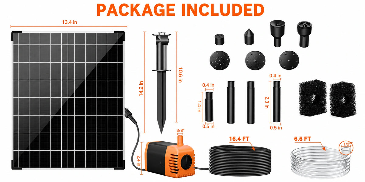 solar water fountain pumps package include