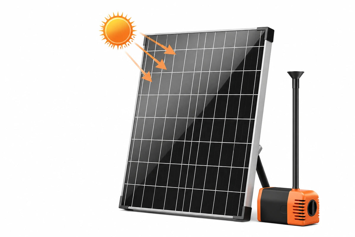 solar water fountain pumps under sunlight